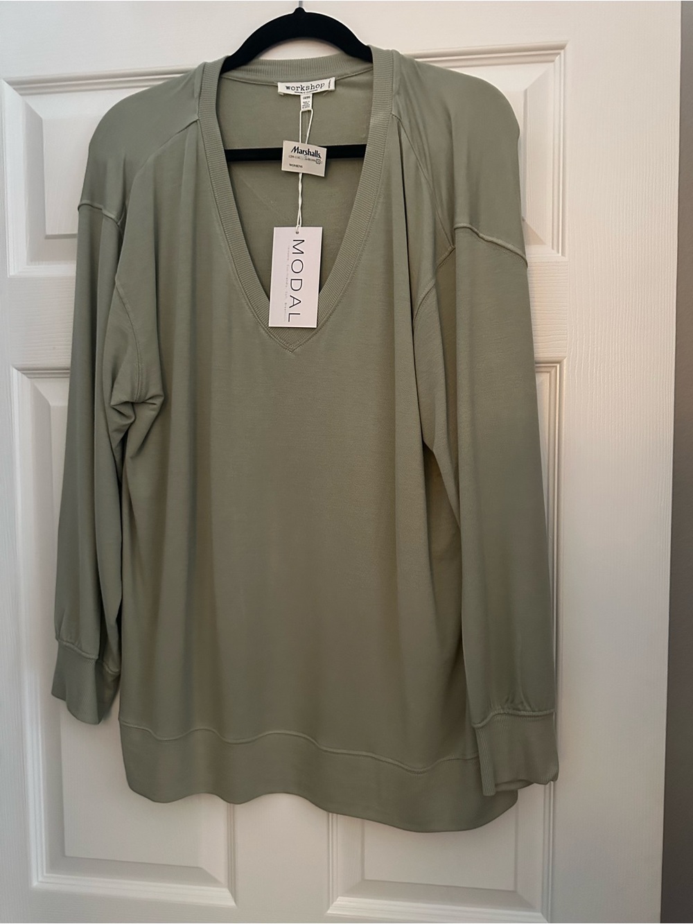 Marshalls Modal V-Neck Long Sleeve Top — Sage